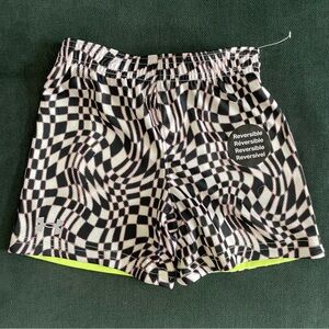 Under Armour Black and White Athletic Checkered Shorts, Reversible.